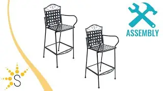 Sunnydaze Outdoor Black Wrought Iron Scrolling Bar Chairs - Set of 2-IEO-212