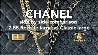 CHANEL 2.55 Reissue size Large/226 vs Classic Flap size Large/Jumbo ⭐️ side by side comparison ⭐️