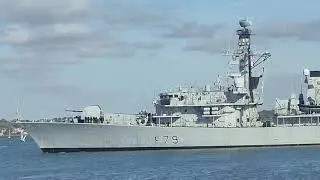 Royal Navy Frigate the Portland arriving in Dublin for a short visit 26th Sept 2025
