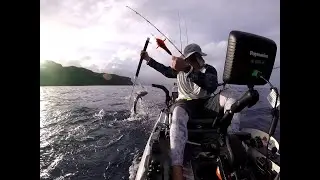 Mahi Mahi Rodeo!  Dadi Beach Guam Launch, Pacific Ocean Micronesia Kayak Fishing in Predator PDL.