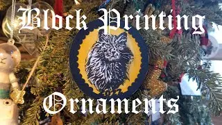 Block Printing Christmas Cat Ornaments