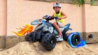 Funny Dima unboxing power wheels quad bike