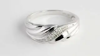 Men's 10k White Gold Diamond Accent Wedding Ring