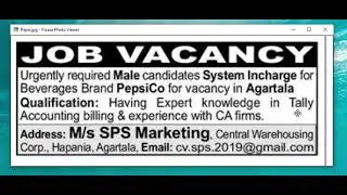 Beverages Brand PepsiCo || System Incharge || Tally Accounting billing & experience with CA firms ||