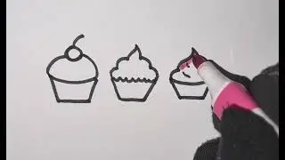 Cute & Colorful  3 different Cupcakes 🧁 Drawing Tutorial for Kids and Beginners 