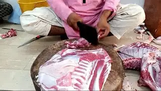 fastest full goat cutting skills Karachi best butchers