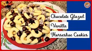 Chocolate Glazed Vanilla Horseshoe Cookies