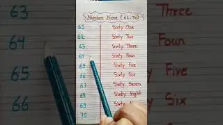 Number name .Numbe name 61 to 70. 61 to 70 counting with spelling.