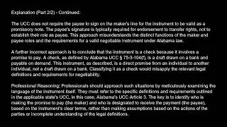 Alabama Commercial Paper Negotiable Instruments  UCC Article 3  Exam Free Practice Test And Answers