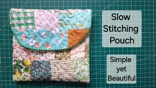 Turn your scraps into beautiful quilted pouch. #handsewing#quiltedpouch#slowstitching 