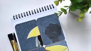 Aesthetic drawing for rain lovers 🌧️// Aesthetic mood board painting 