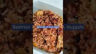 Quick Kid's Lunch! Beetroot Rice with Egg & Nuggets