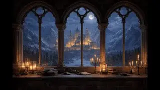Moonlit Castle Window ❄️ Cozy Winter Fantasy Ambience for Sleep, Study & Deep Focus