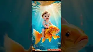 Baby riding fish#ai#aibaby#trend#viral#funny#cute#fish