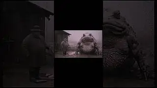 Curious man walks up to giant toad, toad croaks, man is then scared #nightmare #scary #toast #ai