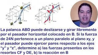 4.130 - EQUILIBRIO de cuerpo rígido 3 dimensiones, resortes, solución vectorial paso a paso.