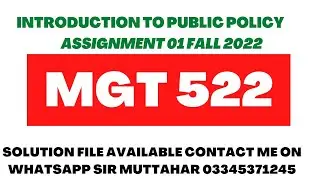 mgt 522 Assignment 01 Fall 2022
