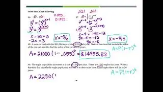 Precalc Final Exam Review: Unit 3 Exponential/Logarithmic Function