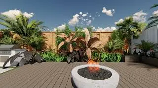 Tropical Style Front and Backyard 3D Rendering