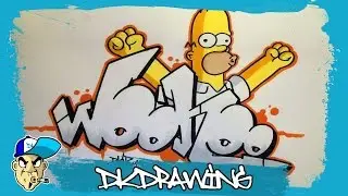 How to draw graffiti letters woohoo & Homer Simpson