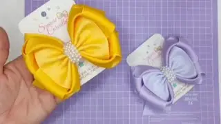 Beautiful Ribbon Hair Bow Making Tutorial | Pearl Center Bow for Baby & Girls | Easy DIY Hair Clip 