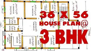36 x 56 North Facing 3 BHK House Plan