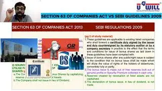 Bonus Shares Lecture 4   Section 63 of Companies Act, 2013 and SEBI ICDR Regulations 2009