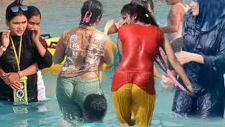 Hot GIRL SWIMMING- Fantasy park . Water park saver