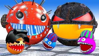 MS PACMAN & NEW RED PACMAN VS TWO YELLOW MONSTER PACMAN FIGHTING IN POKEMON #2026