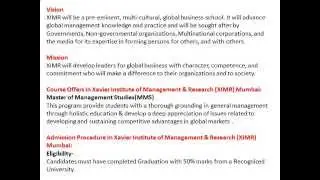MMS Admissions In Xavier Institute of Management & Research Mumbai