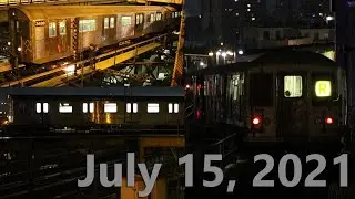 Mixed 10-car R32/R42 Train & L Shuttle Train on Broadway Junction Flyover Connections - Jul 15, 2021