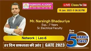Network for GATE 2023 - 🔴 Live Class | GATE Free Online Classes | Electrical Engg. | Lect-6