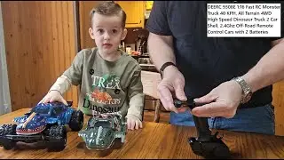 DEERC 9308E 1:16 Fast RC Monster Truck 40 KPH, All Terrain 4WD High Speed Dinosaur Truck 2 Car Shell