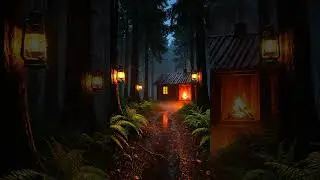 Forest Path to the Cabin &ndash; Rain & Lantern Light Ambience | Cozy Night Walk Through the Woods
