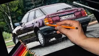 HOW to DRAW A CAR with COLORED PENCILS 1986 Ford Scorpio A3 |  КАК НАРИСОВАТЬ ЦВЕТНЫМИ КАРАНДАШАМИ