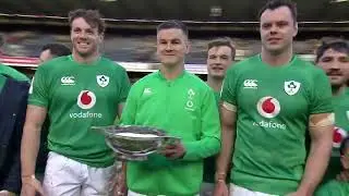 Ireland players celebrate with the Centenary Quaich!