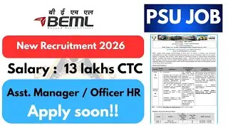 🚨 BEML Ltd. Recruitment 2026 | Asst. Manager HR & Officer HR | Mini Ratna PSU Jobs 🚨