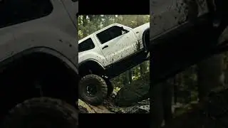 Off-road white Mini Jeep is crossing tree root and river obstacles#shortvideo #miniature