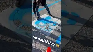 Painting Handicap Logo ♿️ #satisfying #asphalt #linestriping
