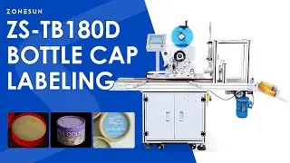 ZONESUN ZS-TB180D Automatic Labeling Machine for Concave Bottle Caps in Food & Beverage