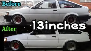 AE86白黒レビンリヤ13インチ化当然ホイールも替えます