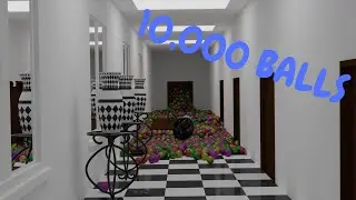 10,000 Balls in a Corridor Blender Physics Simulation