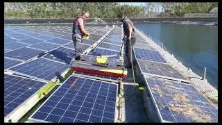 SolarCleano robot cleaning floating solar panels