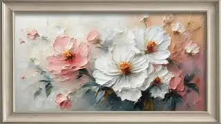 Abstract flower textured oil painting 4k frame tv art screensaver tv art decor