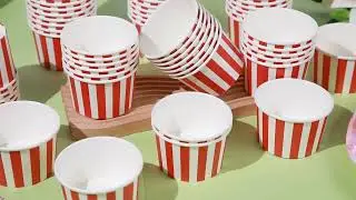 120 Pcs Ice Cream Snack Cup Red and White Stripe &ndash; Perfect for Parties! 🍦