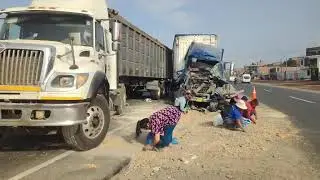 🔴RESTOS DE 2 TRAILERS QUE COLISIONARON EN EL KM. 79 SECTOR LOS ALAMOS, EN CHANCAY.