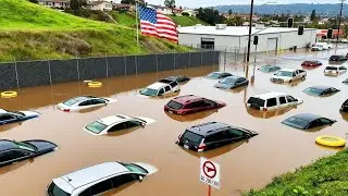San Diego, California Underwater ! Intense Flooding Turns Streets To Rivers, Drowns Vehicles, Homes