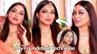 LEARN : Indian Desi Glam Makeup | Flawless & No Ashy Foundation Technique 🍒#flawlessmakeup
