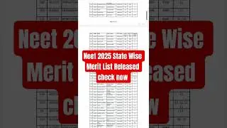 Neet 2025 State Wise Merit List Released check now your rank list #neetranklist #neet2025meritlist
