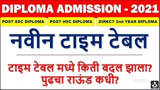 DIPLOMA ADMISSION REVISED TIME TABLE 2021, ENGINEERING, PHARMACY DIPLOMA ADMISSION, नविन टाइम टेबल